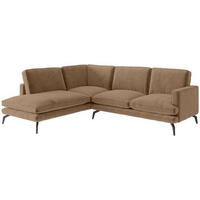 ECKSOFA in Flachgewebe Braun  - Dunkelgelb/Schwarz, Design, Textil/Metall (202/250cm) - Livetastic