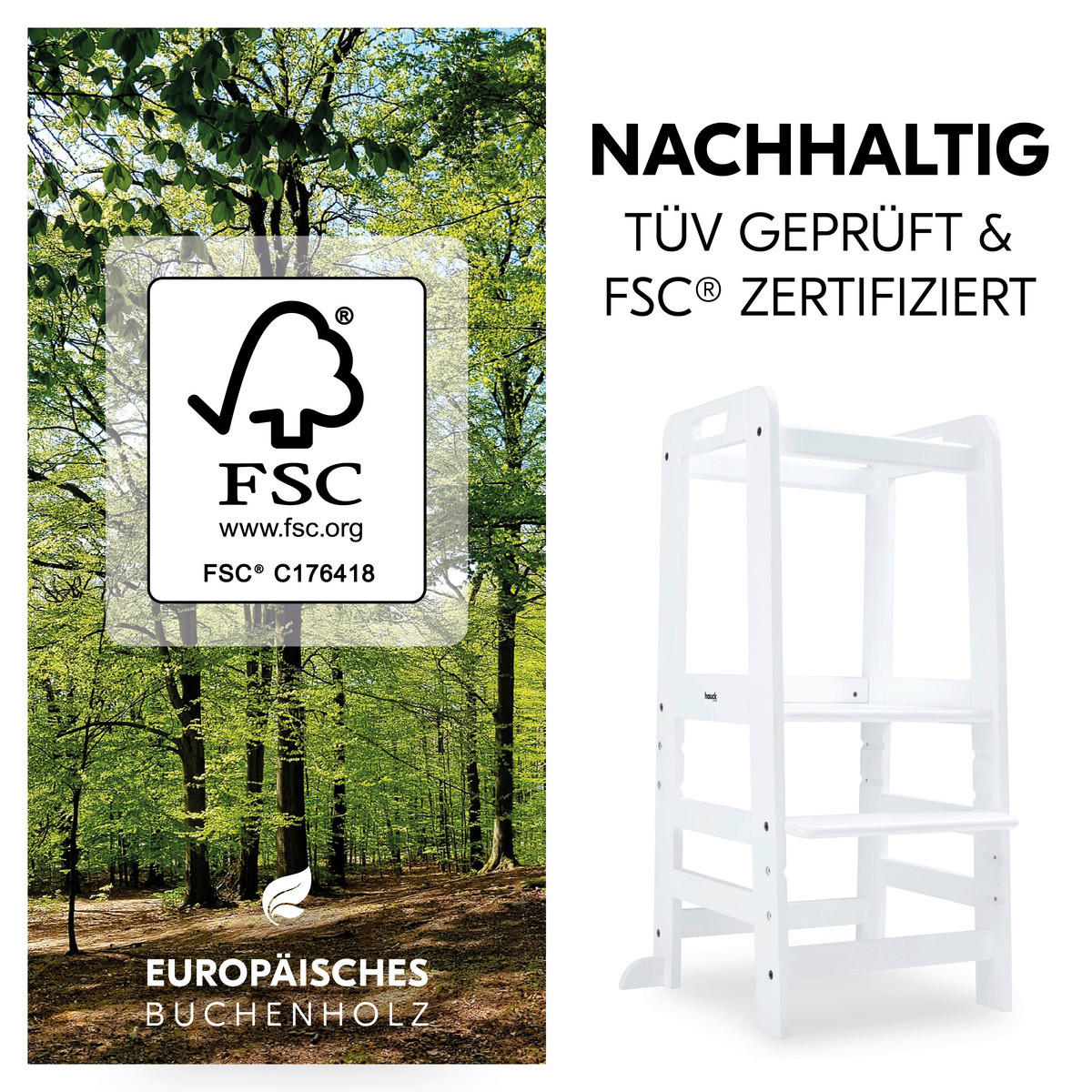 LERNTURM Learn N Explore  - Weiß, Basics, Holz (46/90,5/54cm) - Hauck
