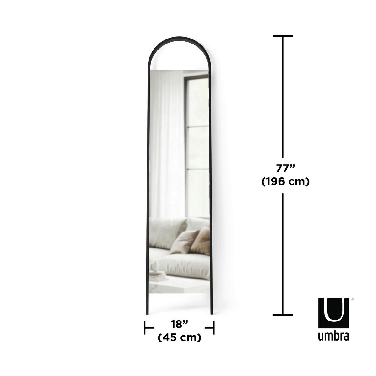 GOLVSPEGEL 5,1/195,9/45,4 cm    - svart, Klassisk, trä (5,1/195,9/45,4cm) - Umbra