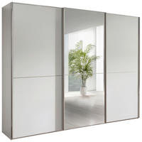 SCHWEBETÜRENSCHRANK 300/236/67 cm 3-türig Weiß  - Chromfarben/Weiß, MODERN, Glas/Holzwerkstoff (300/236/67cm) - Chameo