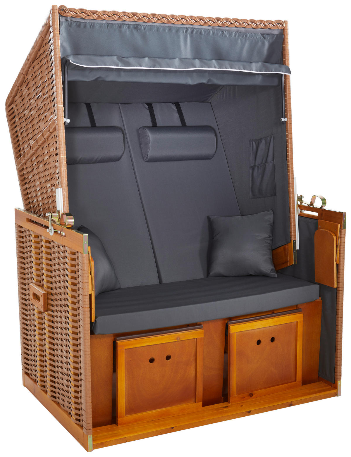 STRANDKORB - Braun/Grau, MODERN, Holz/Kunststoff (116/159/78cm)