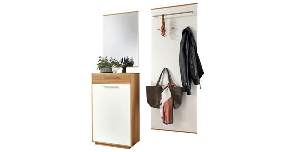 GARDEROBE 3-teilig in 130/195/37 cm - Eichefarben/Weiß, Design, Glas/Holz (130/195/37cm) - Novel