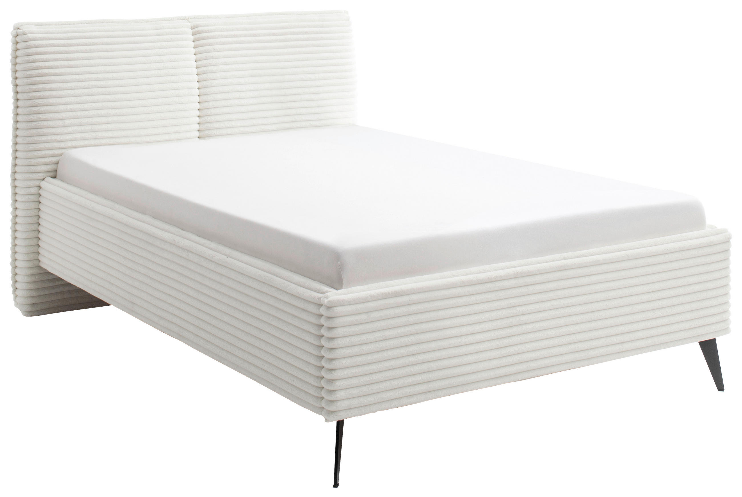 POLSTERBETT 140/200 cm  in Creme  - Creme/Schwarz, Trend, Textil/Metall (140/200cm) - Boxxx
