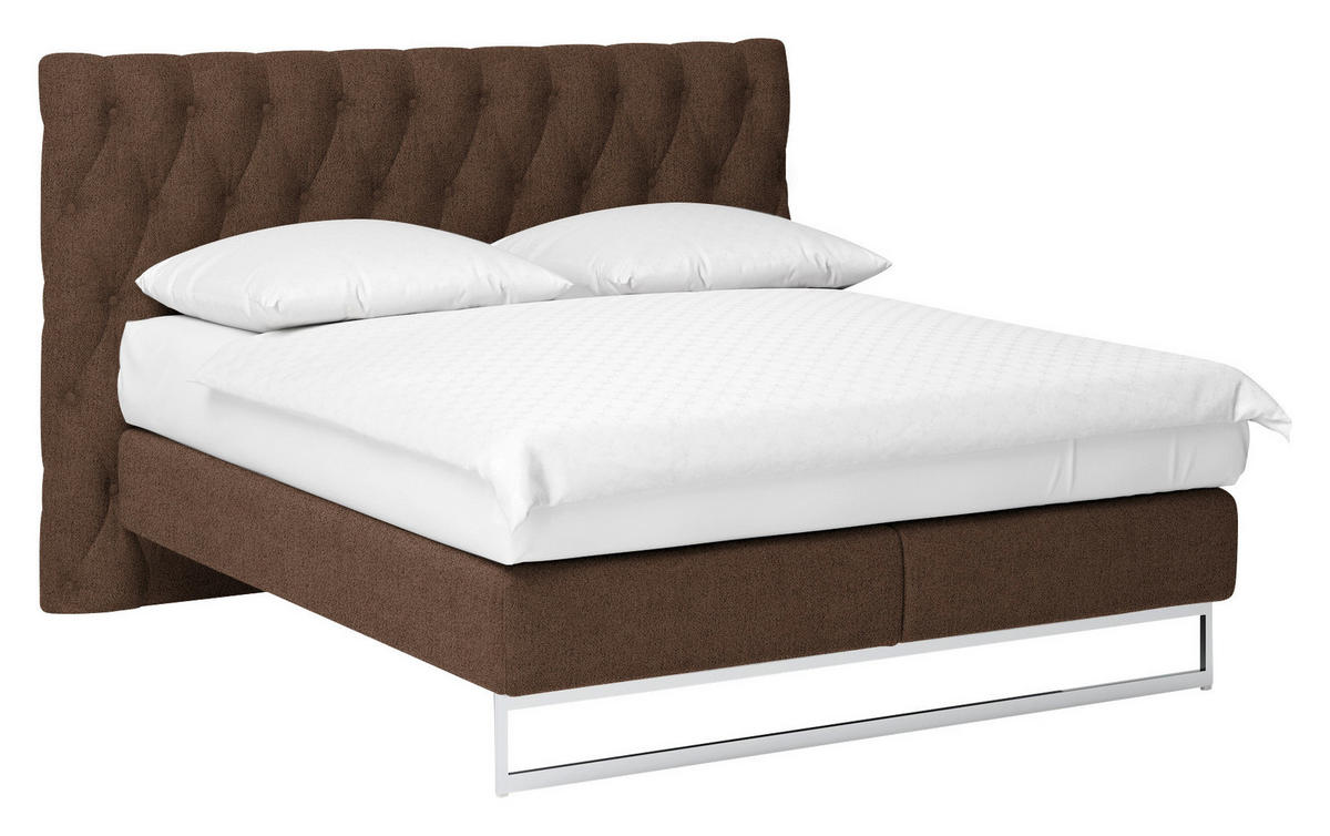 BOXSPRINGBETT 160/200 cm  in Braun  - Chromfarben/Braun, KONVENTIONELL, Textil/Metall (160/200cm) - Joop!