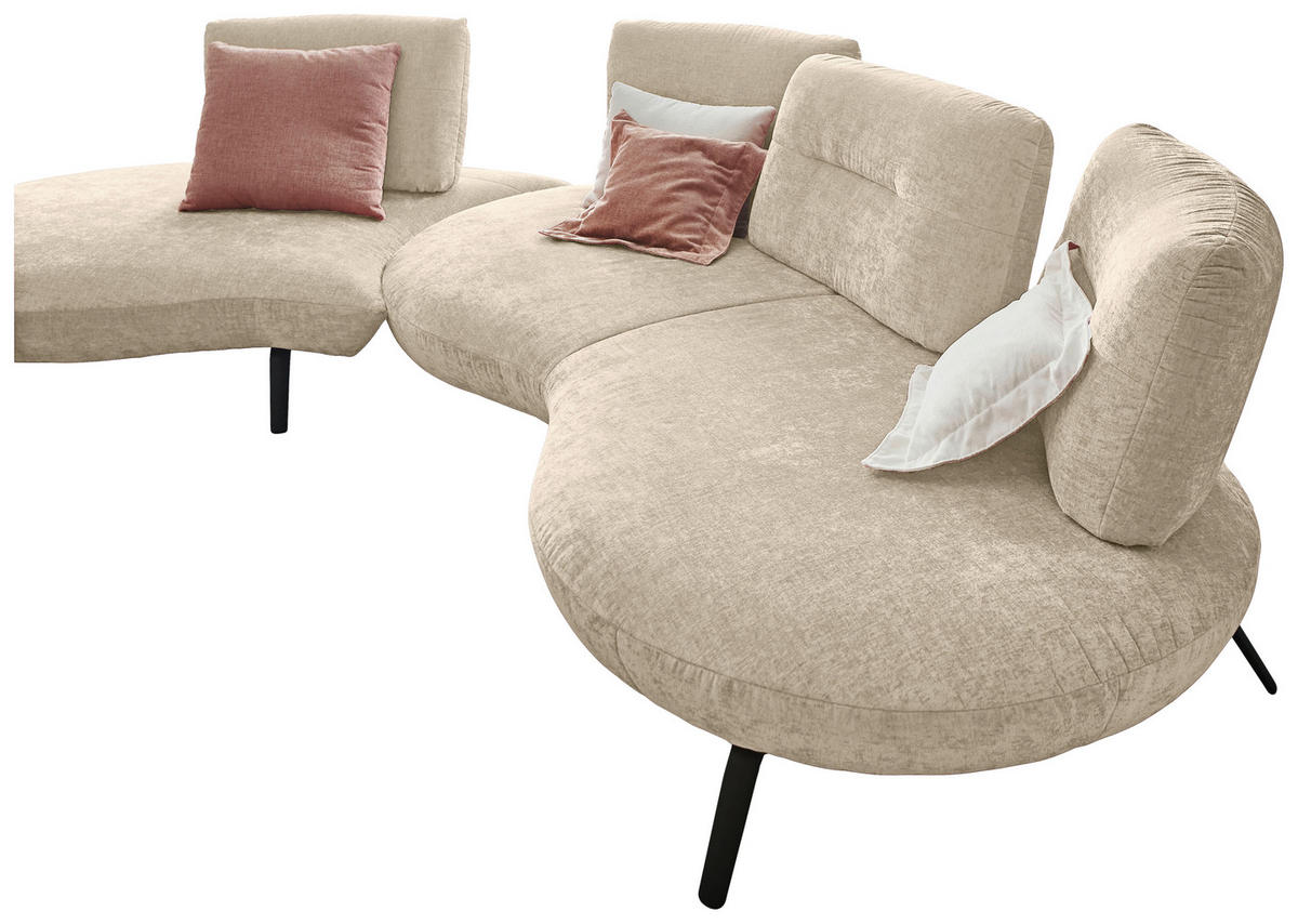 BIGSOFA Flachgewebe Creme  - Creme/Schwarz, Design, Textil/Metall (456/93/138cm) - Moderano