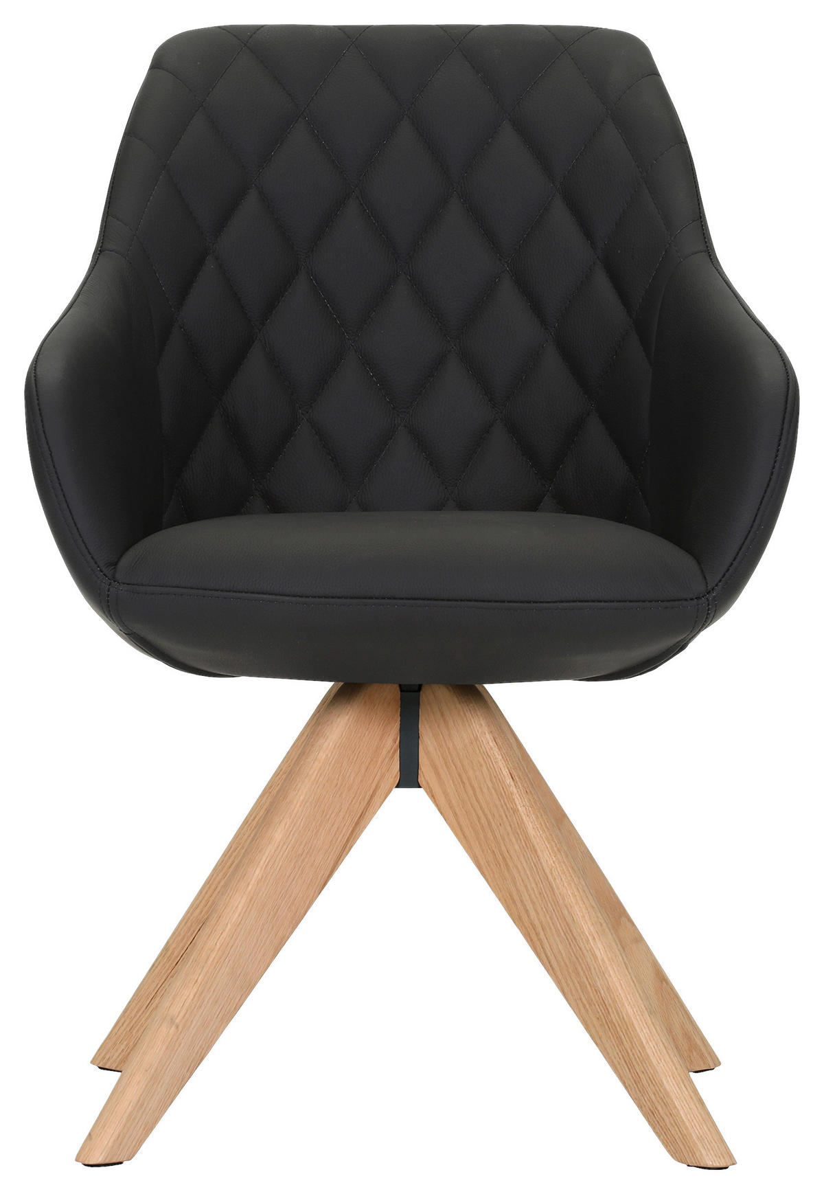 ARMLEHNSTUHL  in Echtleder pigmentiert  - Schwarz/Naturfarben, Design, Leder/Holz (60/83/65cm) - Landscape