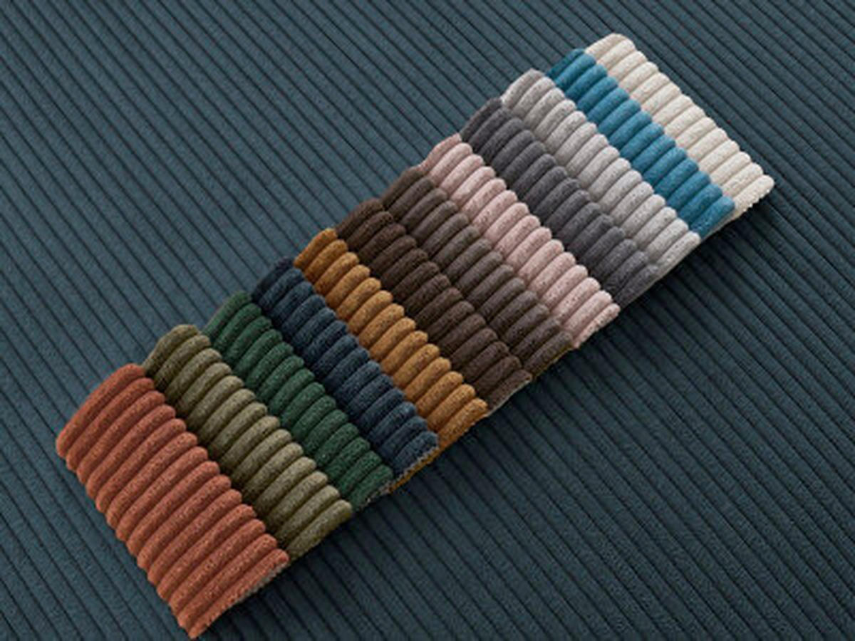 ECKSOFA Ottomane links  ATILLA Dunkelblau Cord  - Schwarz/Dunkelblau, MODERN, Kunststoff/Textil (149/244cm)