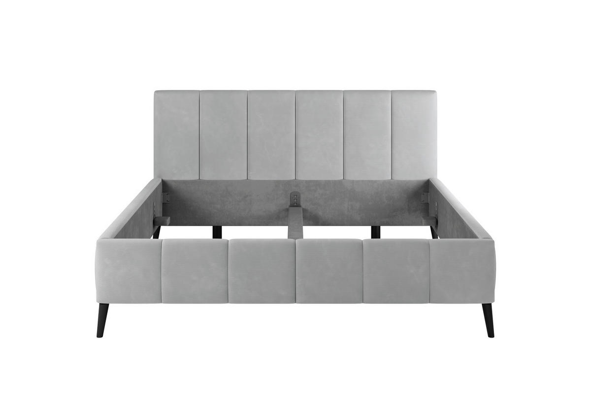POLSTERBETT 180/200 cm  in Hellgrau  - Hellgrau/Schwarz, Trend, Holz/Textil (180/200cm) - home24