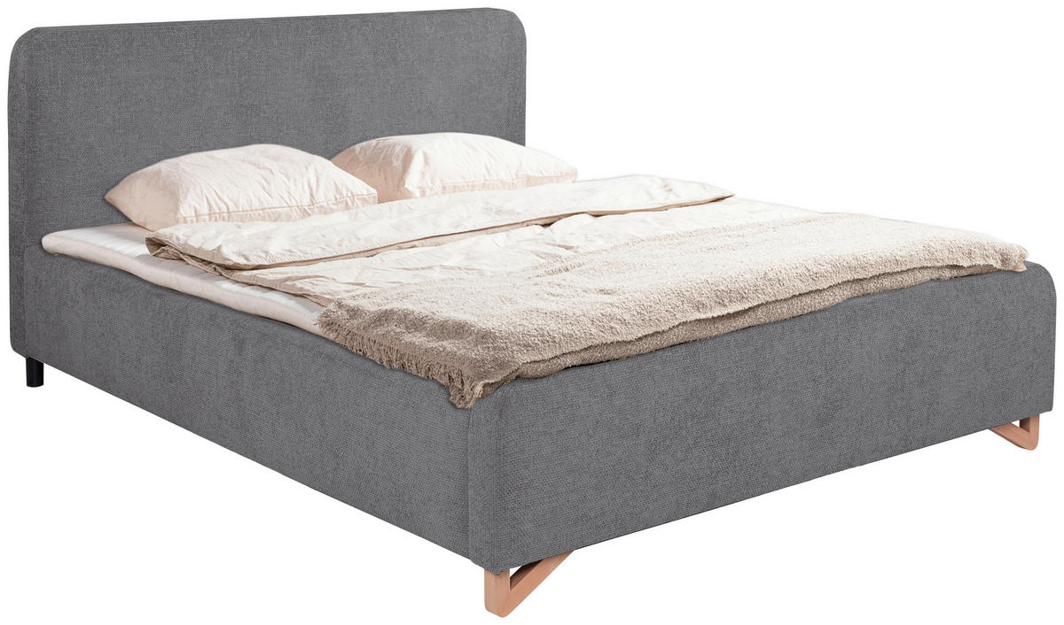 ČALOUNĚNÁ POSTEL, 180/200 cm, antracitová - černá/antracitová, Moderní, kov/dřevo (180/200cm) - MID.YOU