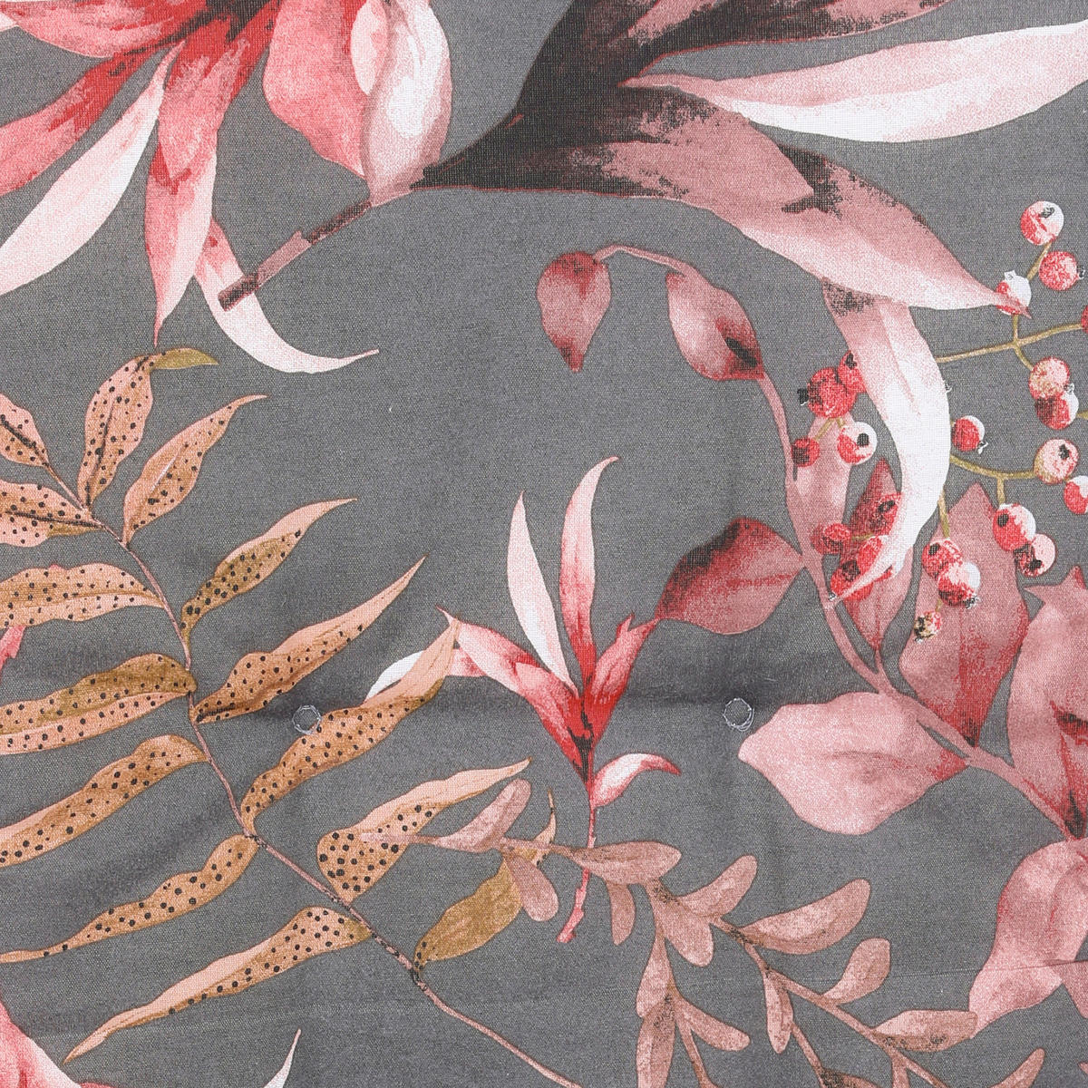 SZÉKPÁRNA antracit, barna, rózsaszín levelek  - barna/rózsaszín, Basics, textil (48/7/118cm) - Ambia Garden