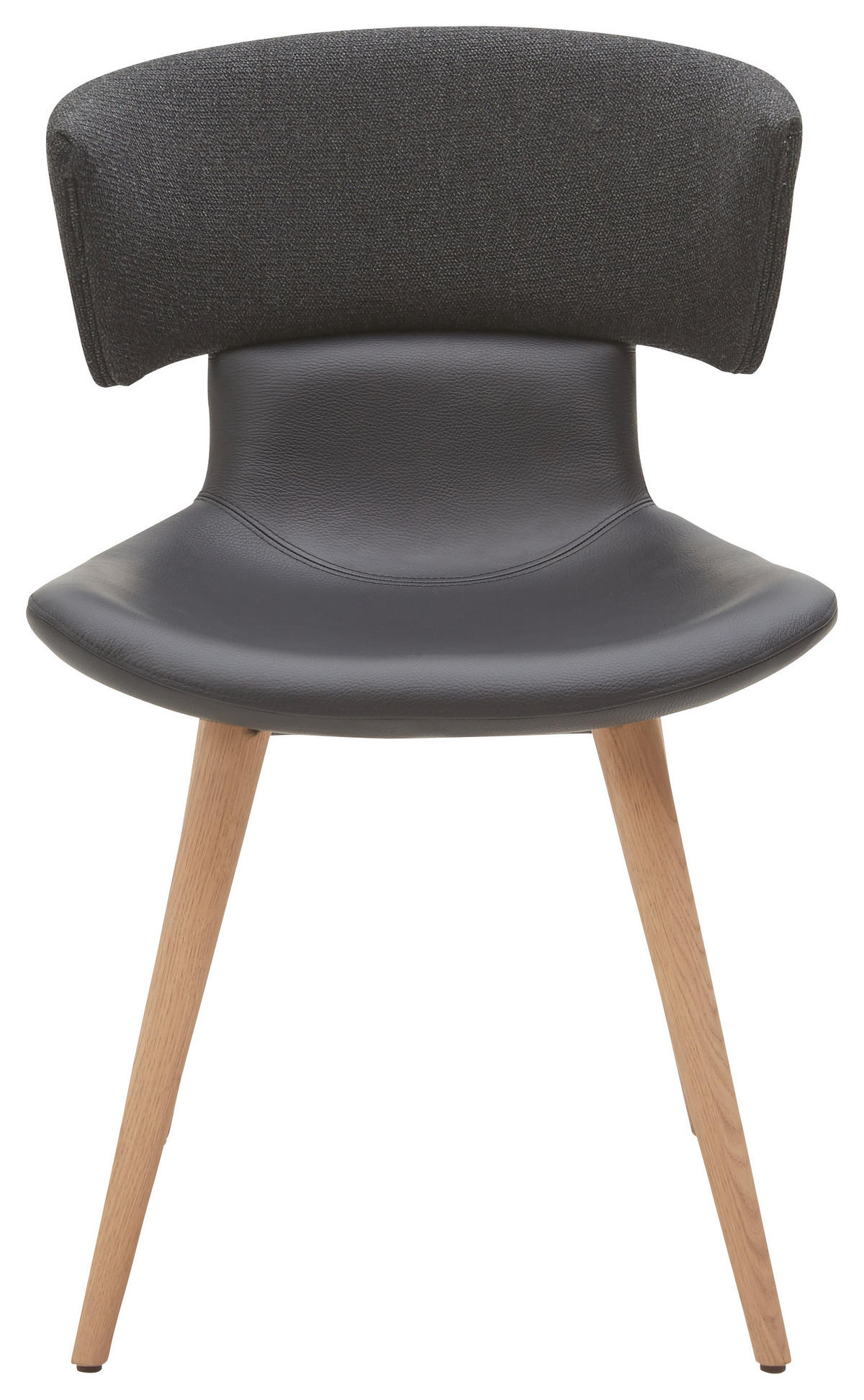 STUHL  in Flachgewebe Echtleder pigmentiert Holz, Textil, Leder  - Eichefarben/Schwarz, Natur, Leder/Holz (54/82,5/58cm) - Voglauer