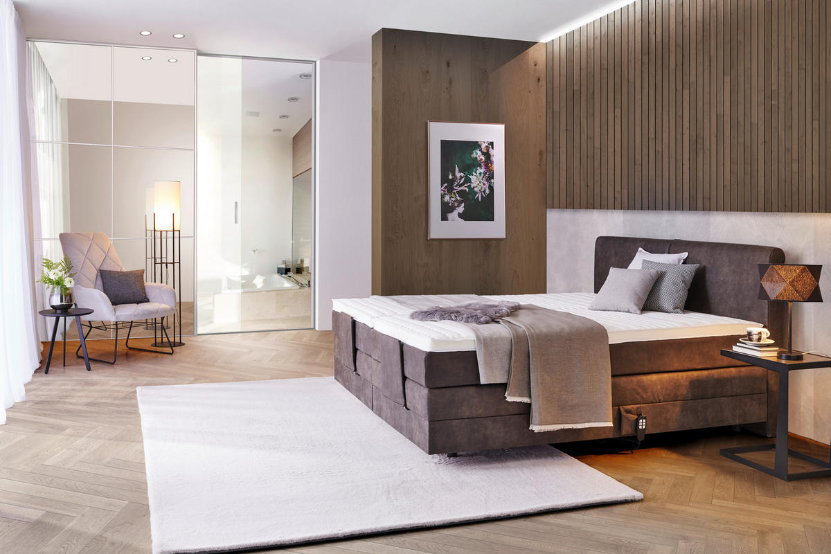 BOXSPRINGBETT 160/200 cm  in Schlammfarben  - Schlammfarben/Schwarz, Design, Kunststoff/Textil (160/200cm) - Hom`in