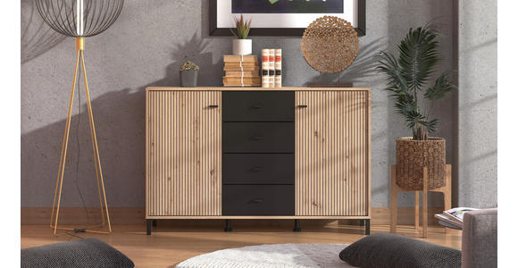 SIDEBOARD in 138/90/40 cm - Schwarz/Eiche Artisan, Basics, Holzwerkstoff/Kunststoff (138/90/40cm) - Carryhome