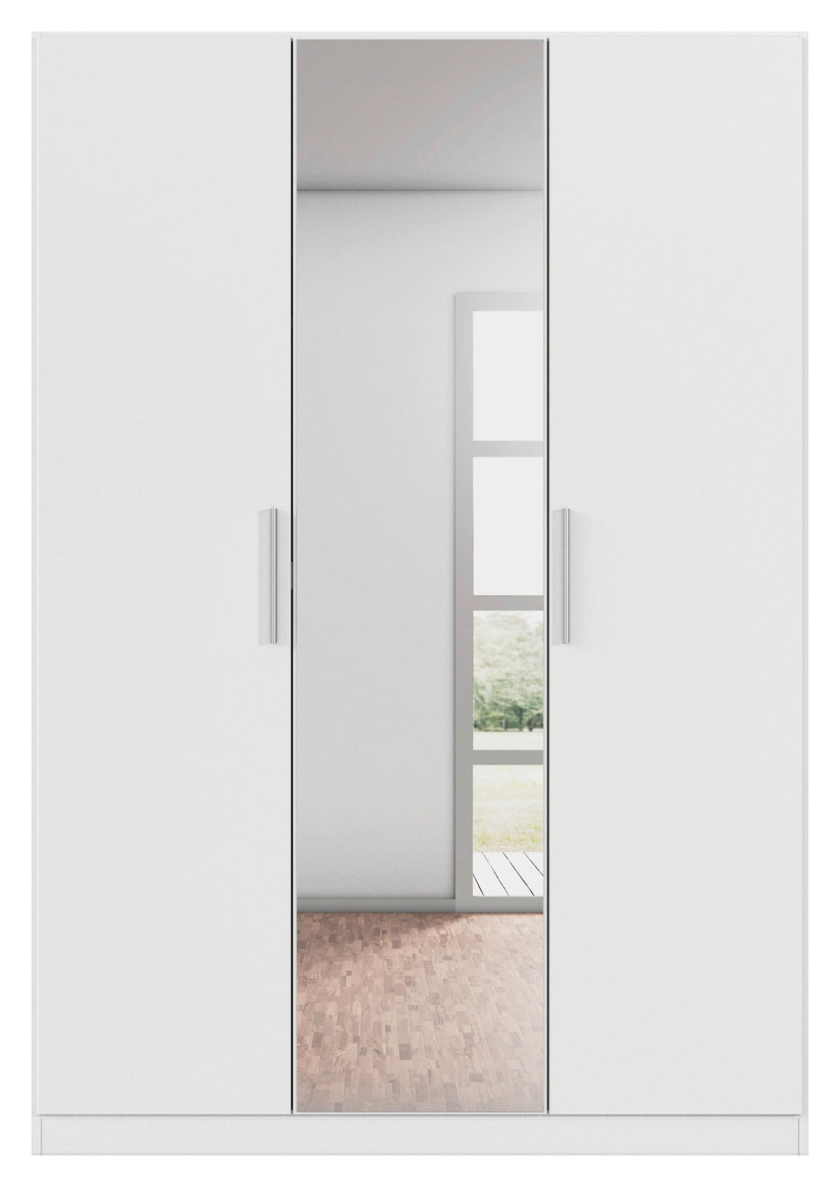 DREHTÜRENSCHRANK 135/197/54 cm,  in Weiß, 3-türig  - Alufarben/Weiß, KONVENTIONELL, Glas/Holzwerkstoff (135/197/54cm) - home24