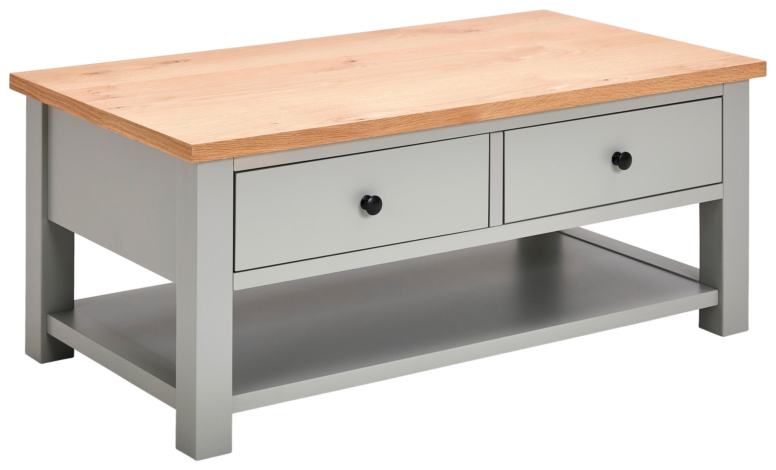 COUCHTISCH Eiche, Kiefer furniert, massiv rechteckig Grau, Naturfarben  - Silberfarben/Naturfarben, LIFESTYLE, Holz/Holzwerkstoff (110/45/60cm) - MID.YOU