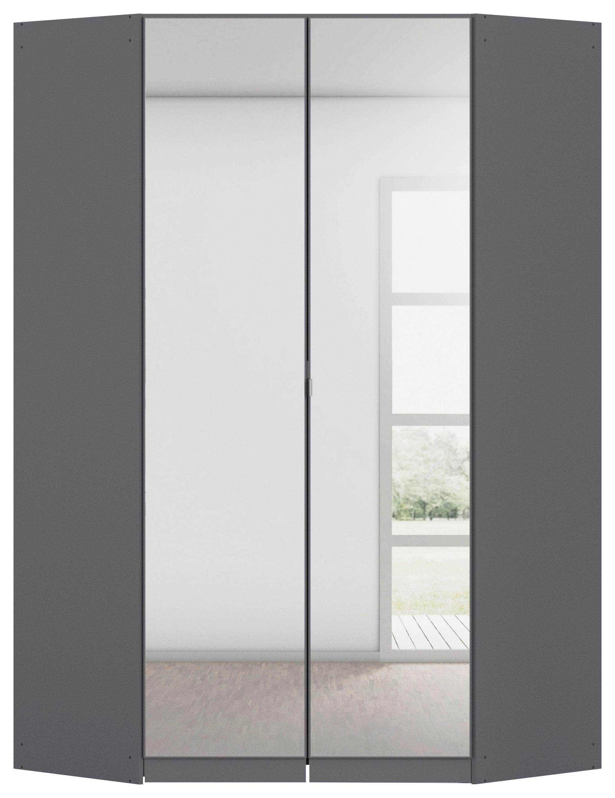 DREHTÜRENSCHRANK 117/210/54 cm,  in Grau, 2-türig  - Alufarben/Grau, KONVENTIONELL, Glas/Holzwerkstoff (117/210/54cm) - home24