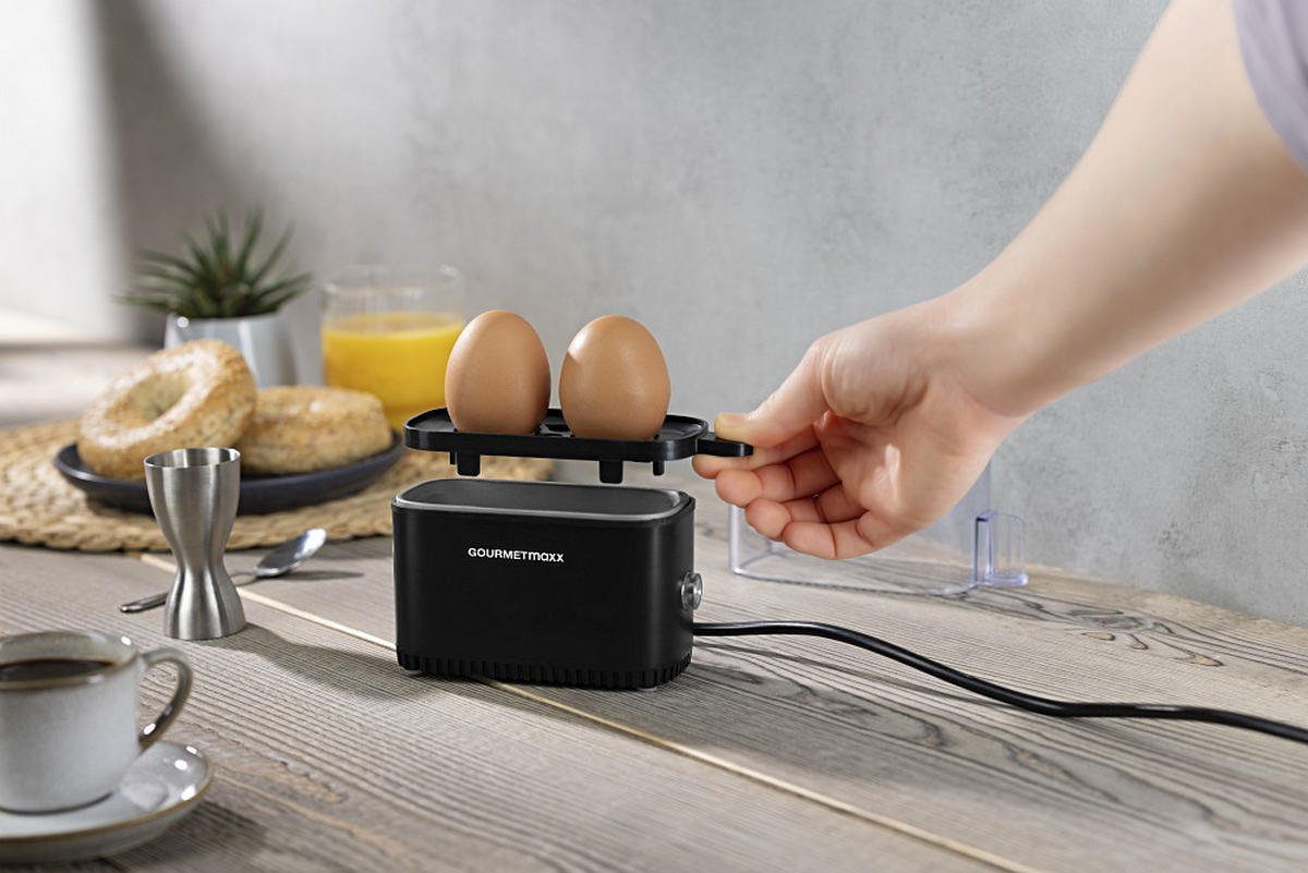 EIERKOCHER GOURMETmaxx  - Schwarz, Basics, Kunststoff/Metall (18,50/14,50/6,5cm) - GOURMETMAXX