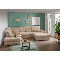 WOHNLANDSCHAFT in Chenille Hellbraun  - Chromfarben/Hellbraun, MODERN, Textil/Metall (254/376/195cm) - Livetastic