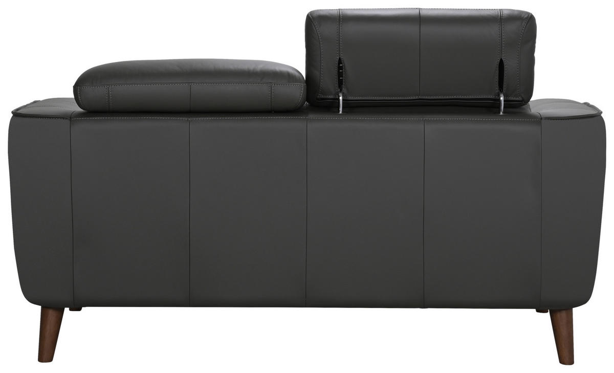 2-SITZER-SOFA Grau Echtleder  - Grau, KONVENTIONELL, Leder/Holz (164/92,5/96,5cm) - MID.YOU