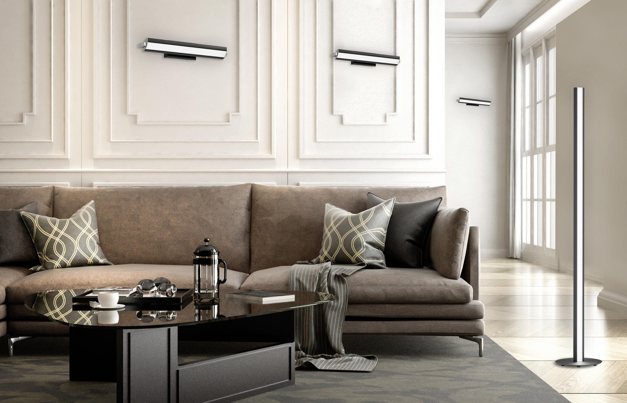 LED-STEHLEUCHTE 10/140 cm    - Schwarz/Nickelfarben, Design, Metall (10/140cm) - Fischer & Honsel