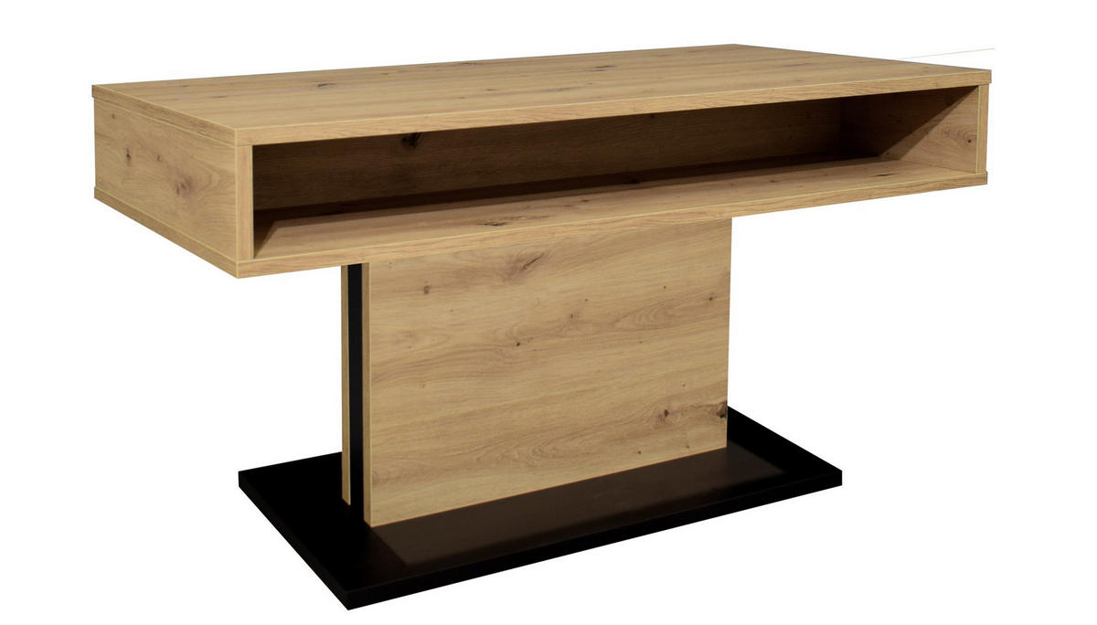 COUCHTISCH Lift Couchtisch rechteckig Schwarz, Eiche Artisan  - Schwarz/Eiche Artisan, Design, Holzwerkstoff/Metall (110/58-77/60cm) - MID.YOU