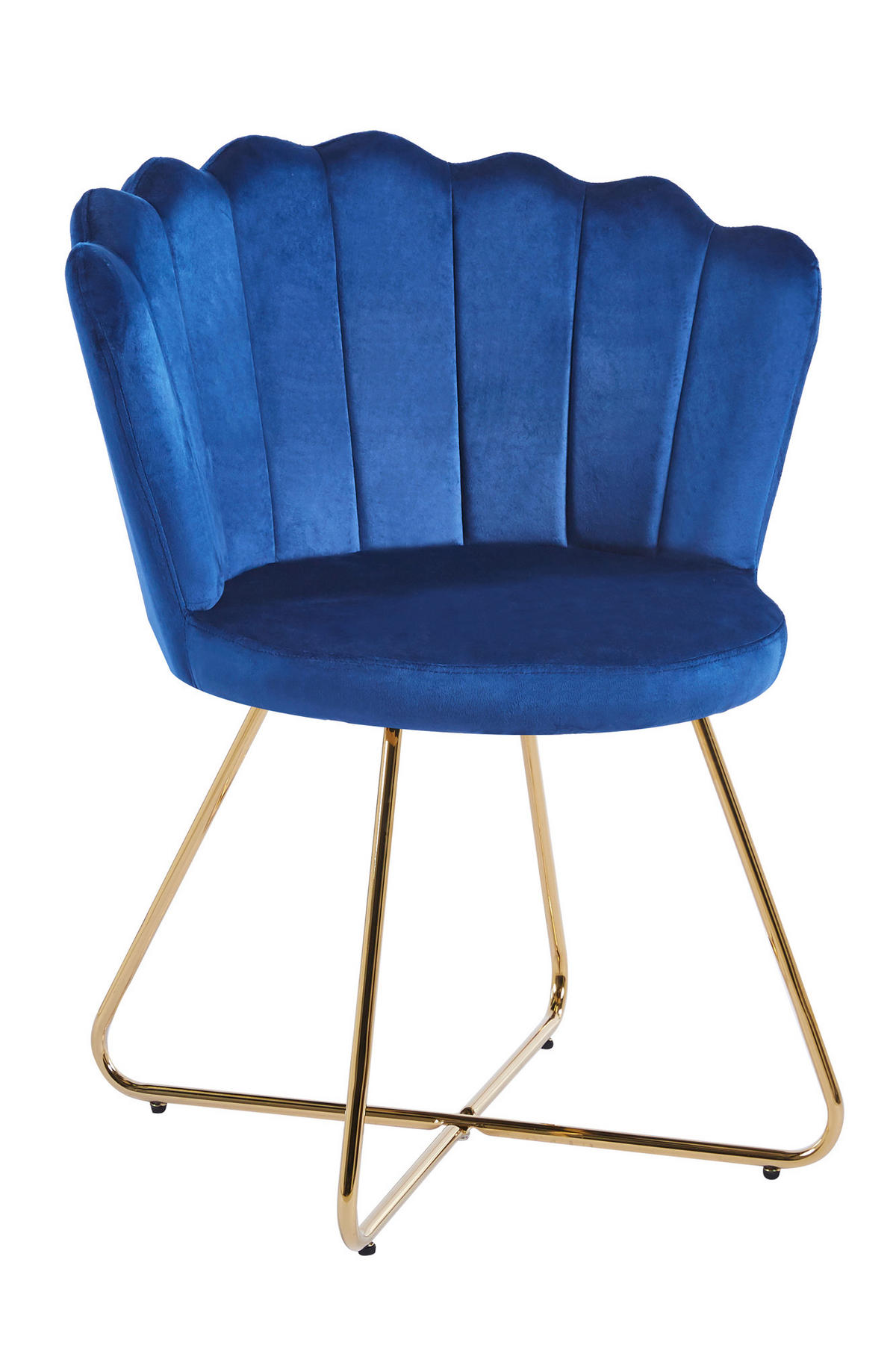 STUHL-SET 2 Stück  in Samt Textil  - Goldfarben/Dunkelblau, MODERN, Textil/Metall (69,5/85/66cm) - Livetastic