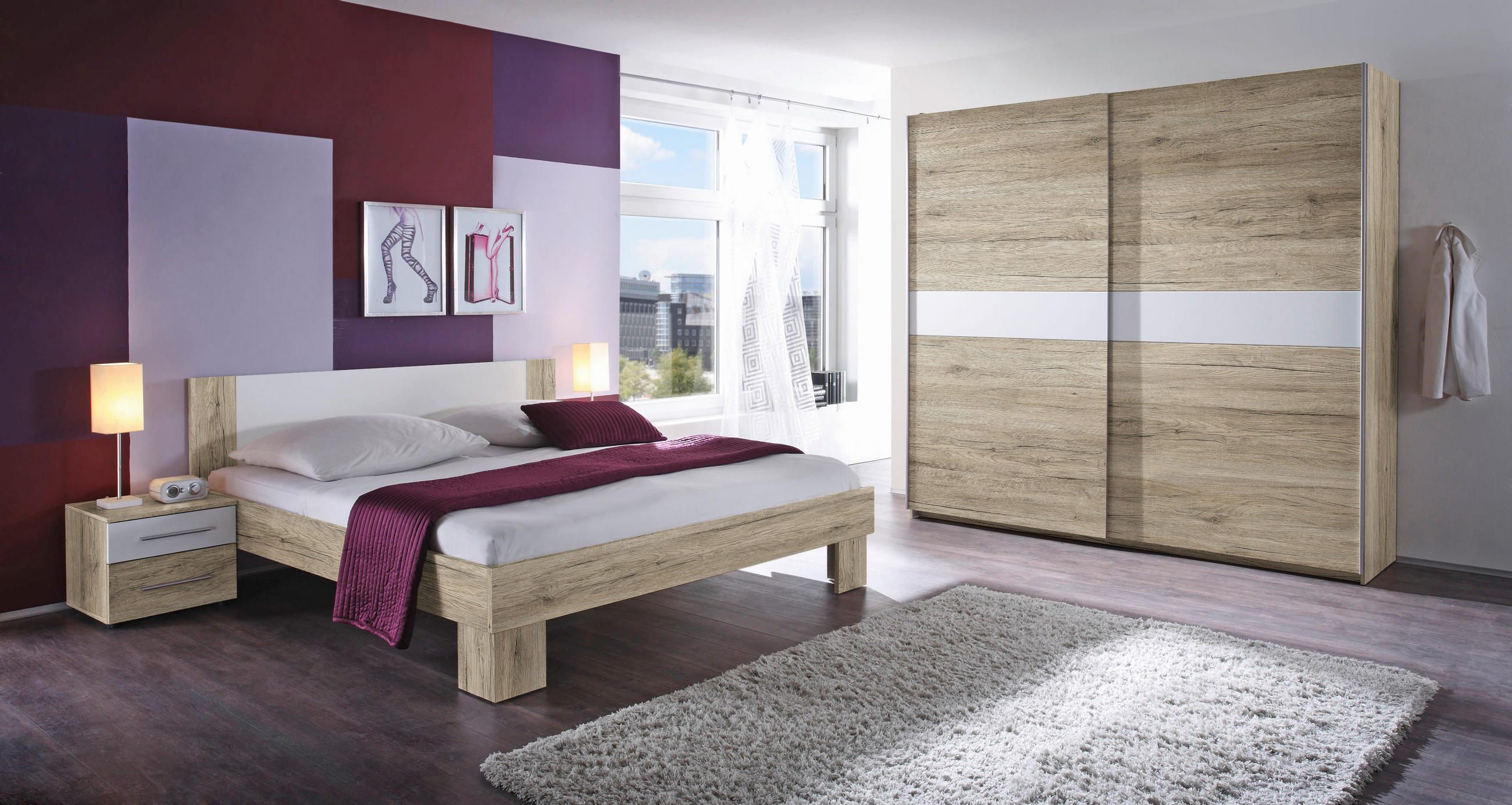 SPAVAĆA SOBA bijela, boje hrasta   - bijela/boje hrasta, Design, drvni materijal - Xora