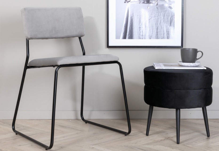STOL stål sammet  - ljusgrå/svart, Design, metall/trä (40/76/52cm) - Niels Andersson