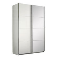 SCHWEBETÜRENSCHRANK  in Weiß  - Alufarben/Weiß, Design, Glas/Holzwerkstoff (136/210/62cm) - Carryhome