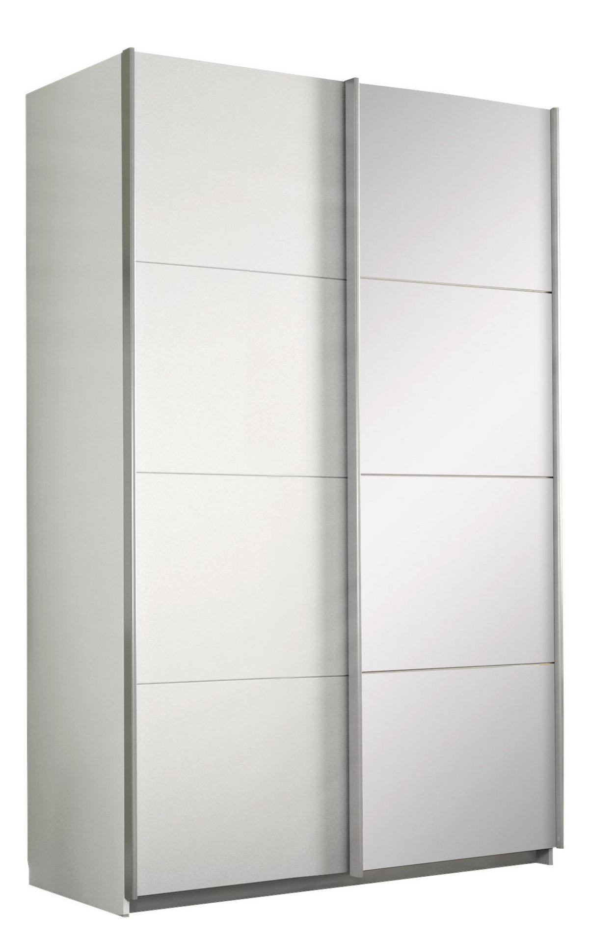 SCHWEBETÜRENSCHRANK  in Weiß  - Alufarben/Weiß, Design, Glas/Holzwerkstoff (136/210/62cm) - Carryhome