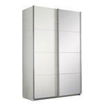 SCHWEBETÜRENSCHRANK 136/210/62 cm 2-türig Weiß  - Alufarben/Weiß, Design, Glas/Holzwerkstoff (136/210/62cm) - Carryhome
