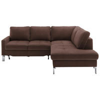 ECKSOFA in Mikrofaser Braun  - Chromfarben/Beige, Design, Textil/Metall (229/200cm) - Pure Home Lifestyle