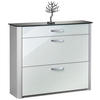 SCHUHSCHRANK Silberfarben, Weiß, Alufarben  - Chromfarben/Silberfarben, Design, Glas/Holzwerkstoff (117/97/35cm) - Moderano