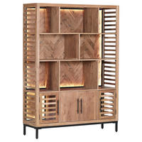 REGAL Akazie furniert, massiv Braun, Naturfarben, Schwarz, Akaziefarben  - Schwarz/Braun, LIFESTYLE, Glas/Holz (130/178/43cm) - Landscape