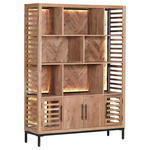 REGAL Akazie furniert, massiv Braun, Naturfarben, Schwarz, Akaziefarben  - Schwarz/Braun, LIFESTYLE, Glas/Holz (130/178/43cm) - Landscape