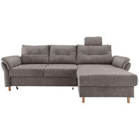 ECKSOFA in Chenille Graubraun  - Graubraun/Naturfarben, Modern, Holz/Textil (250/176cm) - Livetastic