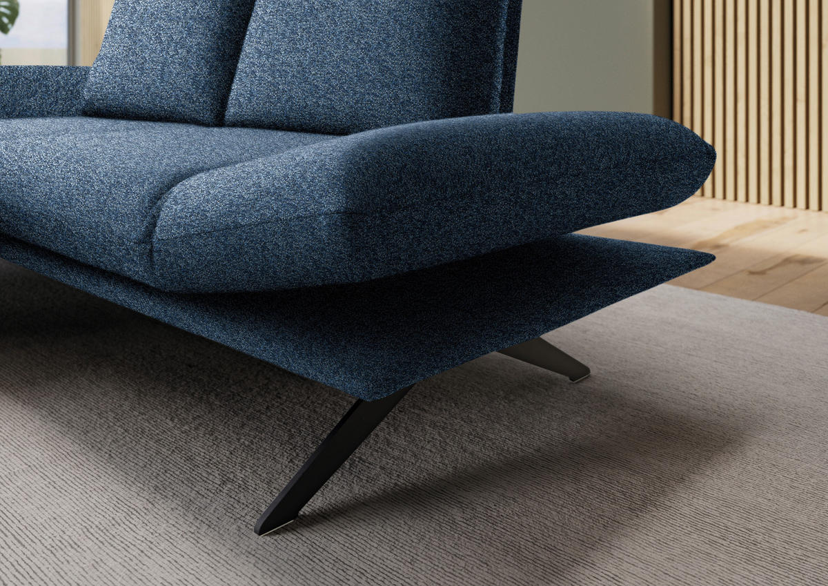 ECKSOFA  in Flachgewebe Blau  155/234 cm  - Blau/Schwarz, Design, Textil/Metall (155/234cm) - Dieter Knoll