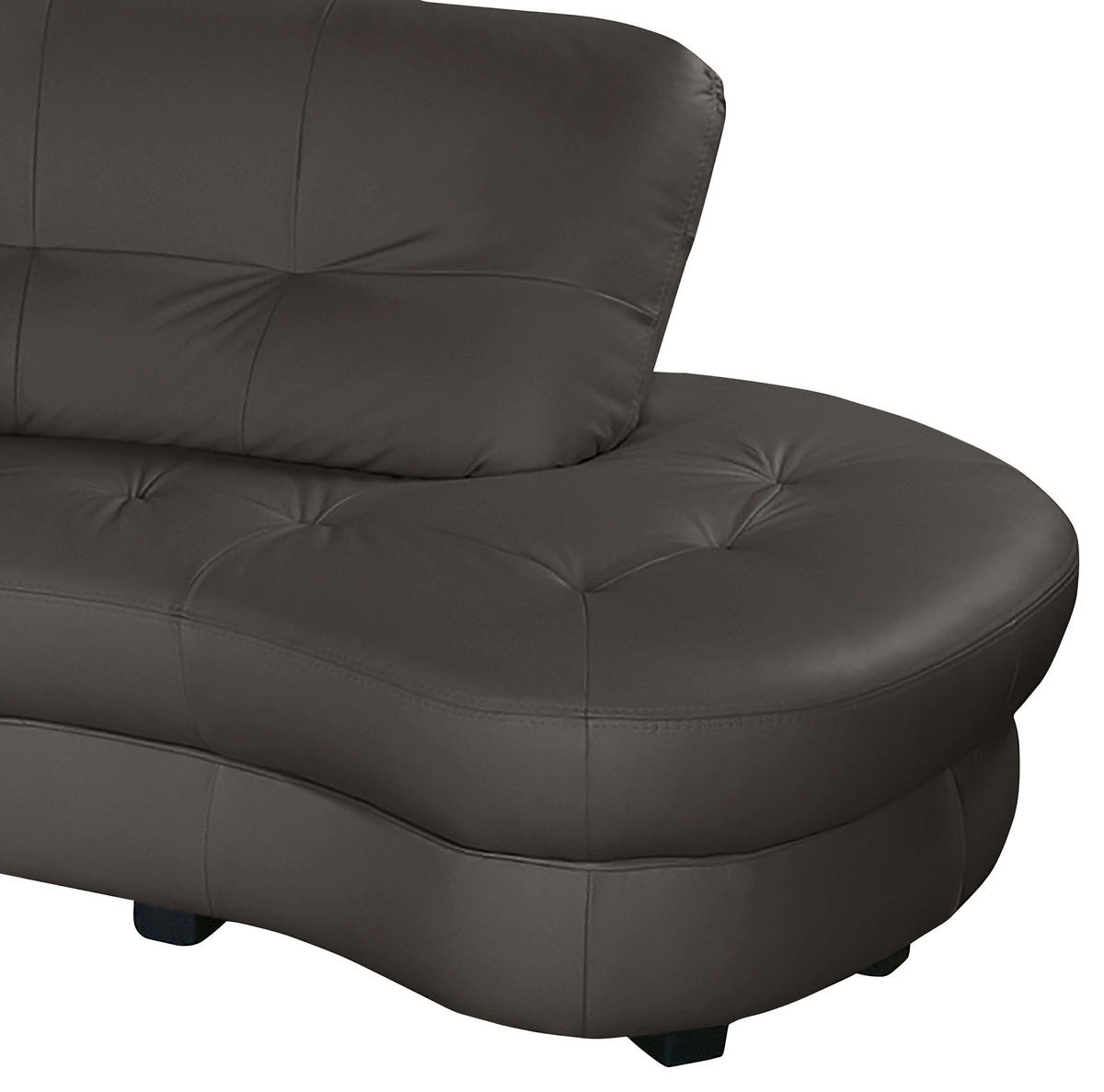 ECKSOFA Dunkelbraun Echtleder Lederlook  - Dunkelbraun/Schwarz, Design, Leder/Kunststoff (300/113cm) - Livetastic