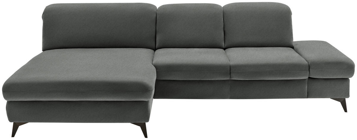 ECKSOFA  in Chenille Grau  198/288 cm  - Schwarz/Grau, Design, Textil/Metall (198/288cm) - Beldomo Style