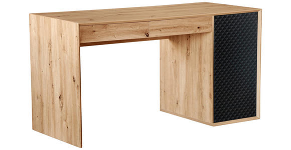 SCHREIBTISCH 140/60/75 cm Schwarz, Eiche Artisan  - Schwarz/Eiche Artisan, Design, Holzwerkstoff (140/60/75cm) - Hom`in