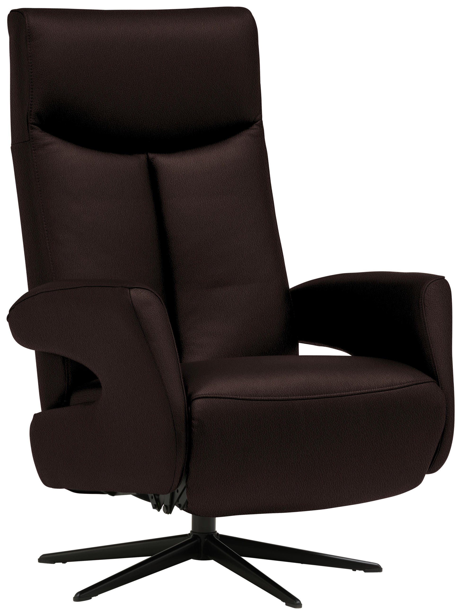 RELAXSESSEL in Leder Dunkelbraun  - Dunkelbraun/Schwarz, Design, Leder/Metall (74/105/82cm) - Welnova