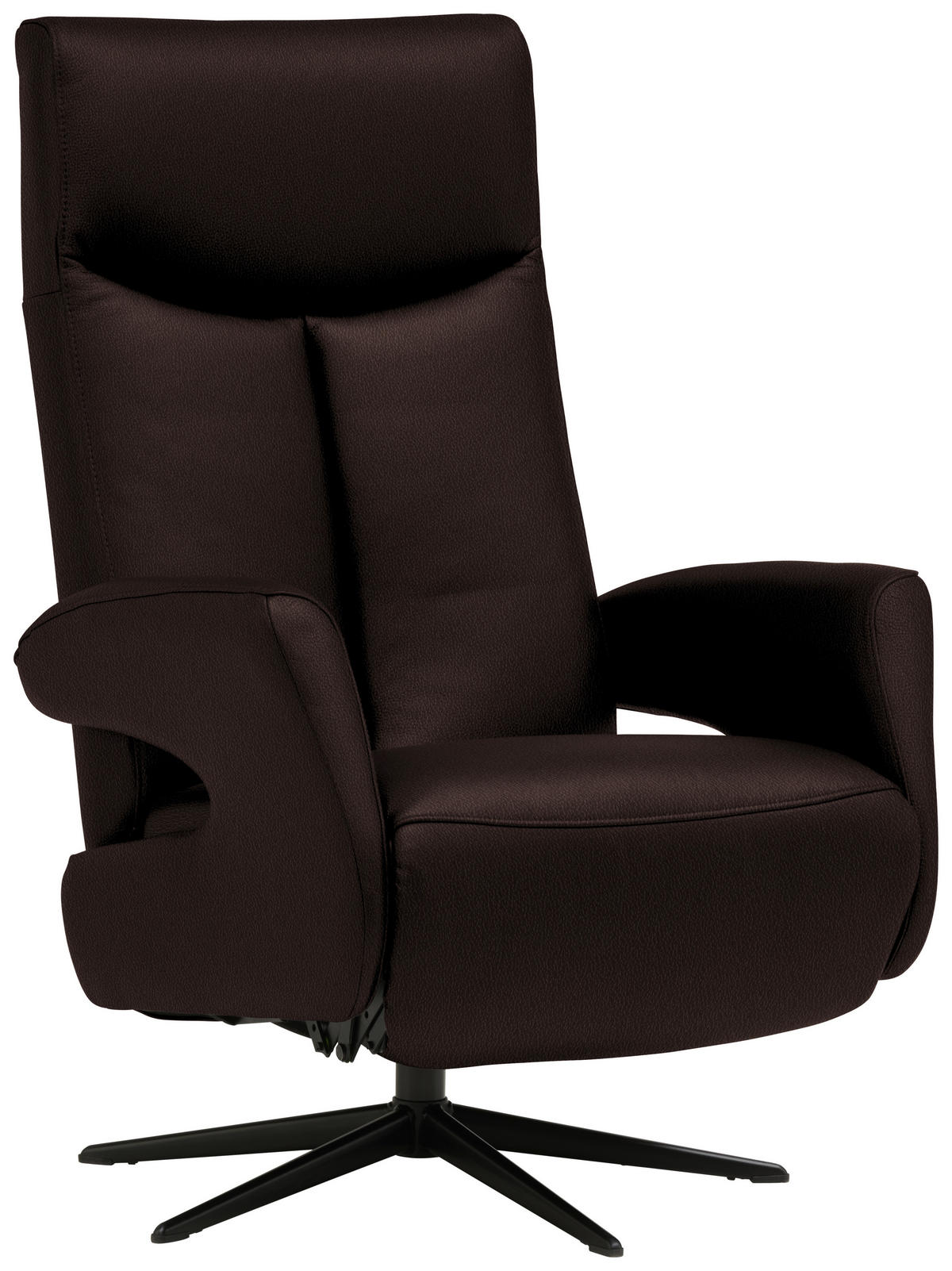 RELAXSESSEL in Leder Dunkelbraun  - Dunkelbraun/Schwarz, Design, Leder/Metall (74/105/82cm) - Welnova