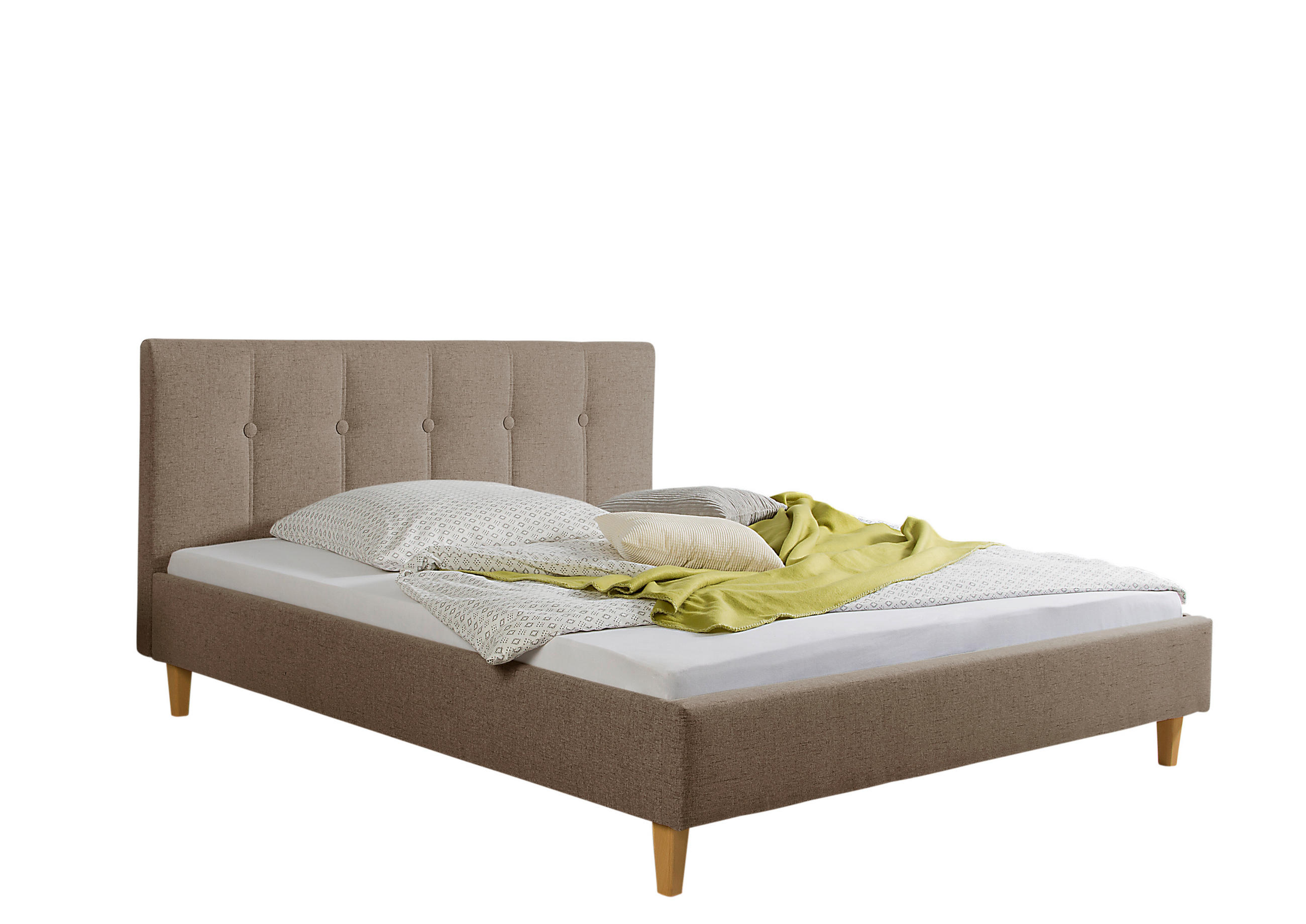 POLSTERBETT  in Hellbraun,  - Hellbraun/Naturfarben, MODERN, Holz/Textil (165/99/216cm) - Livetastic