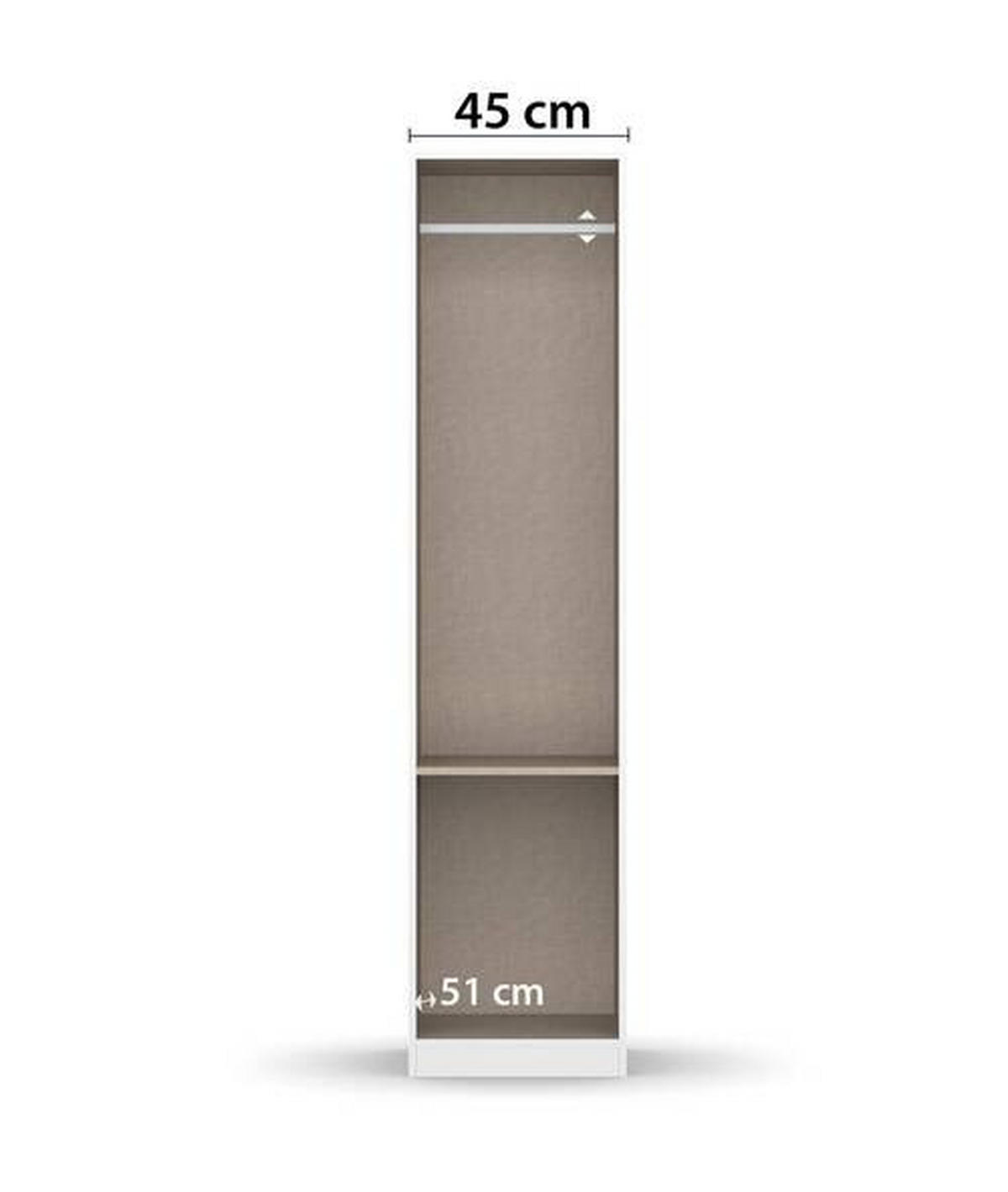 DREHTÜRENSCHRANK in Eiche Artisan, Weiss Hochglanz  - Weiss Hochglanz/Chromfarben, Modern, Holzwerkstoff/Kunststoff (47/197/54cm) - Rauch Möbel