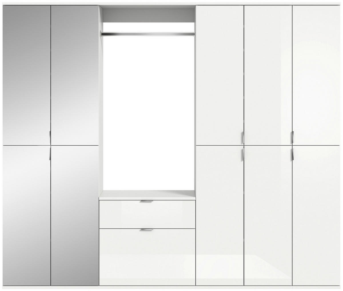 ŠATNA, 213/193/34 cm - vysoce lesklá bílá, Moderní, kompozitní dřevo/sklo (213/193/34cm) - MID.YOU
