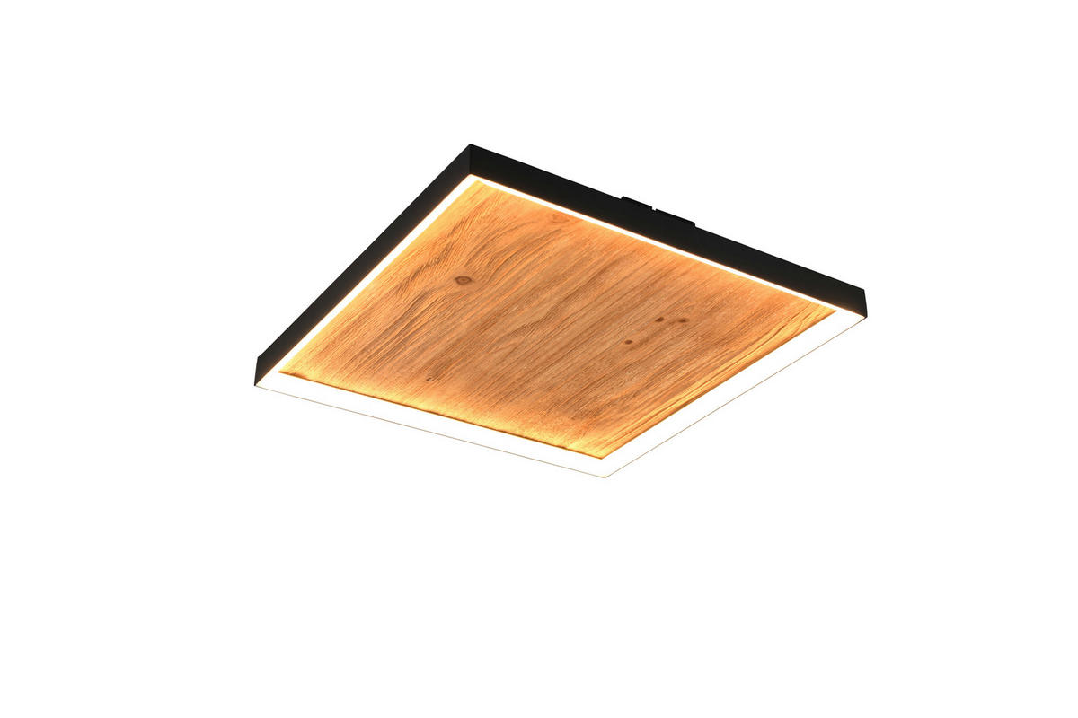 LED-DECKENLEUCHTE KALEA 45/45/7,5 cm   - Schwarz/Kieferfarben, Natur, Holz/Metall (45/45/7,5cm) - Trio Leuchten