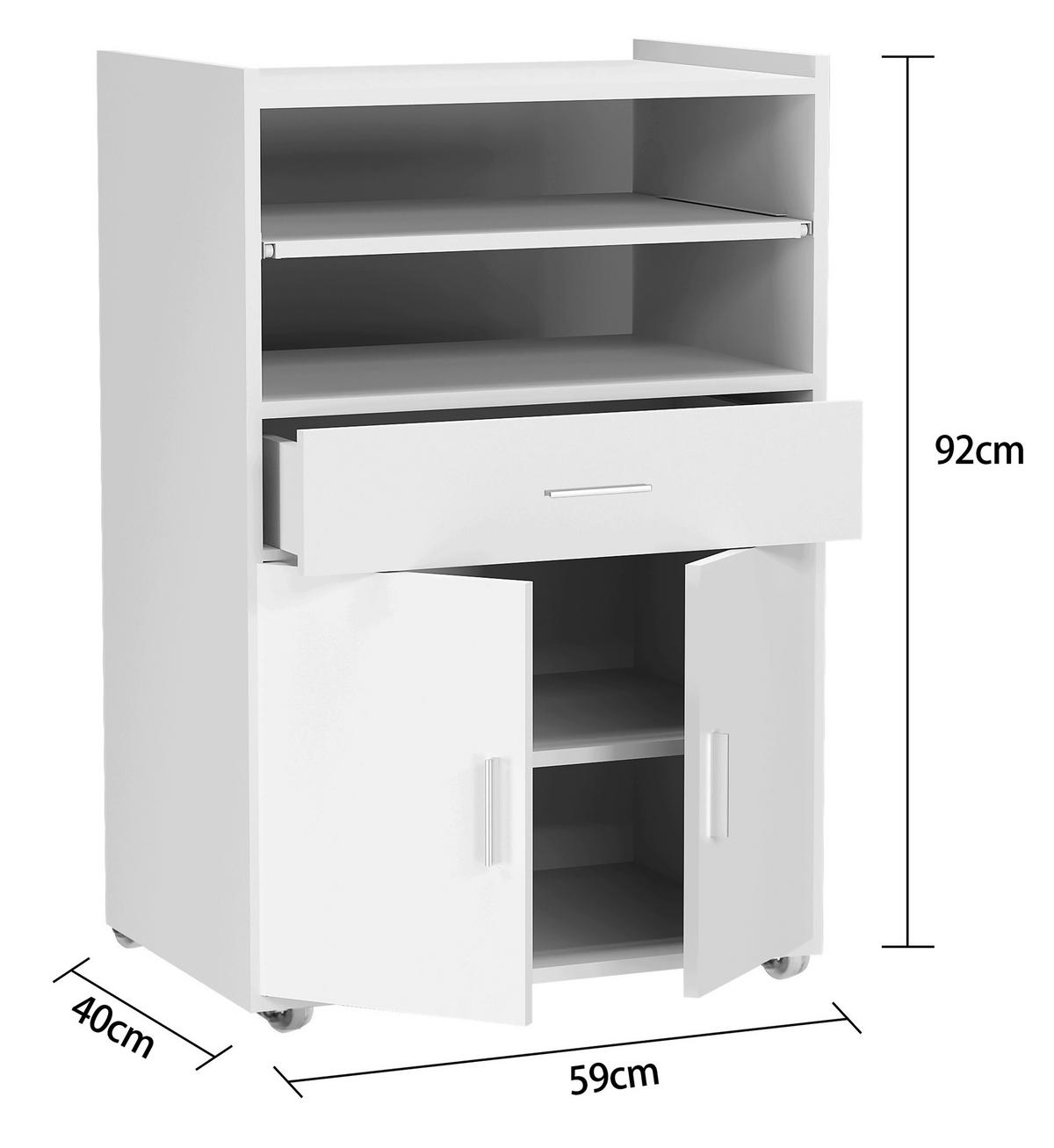 SERVIERWAGEN in Weiss  - Weiss/Silberfarben, Basics, Holzwerkstoff/Kunststoff (59/92/40cm) - MID.YOU