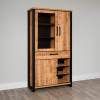 VITRINE ENNA WO in Naturfarben, Schwarz  - Schwarz/Naturfarben, Design, Glas/Holzwerkstoff (106/195/45cm) - MID.YOU