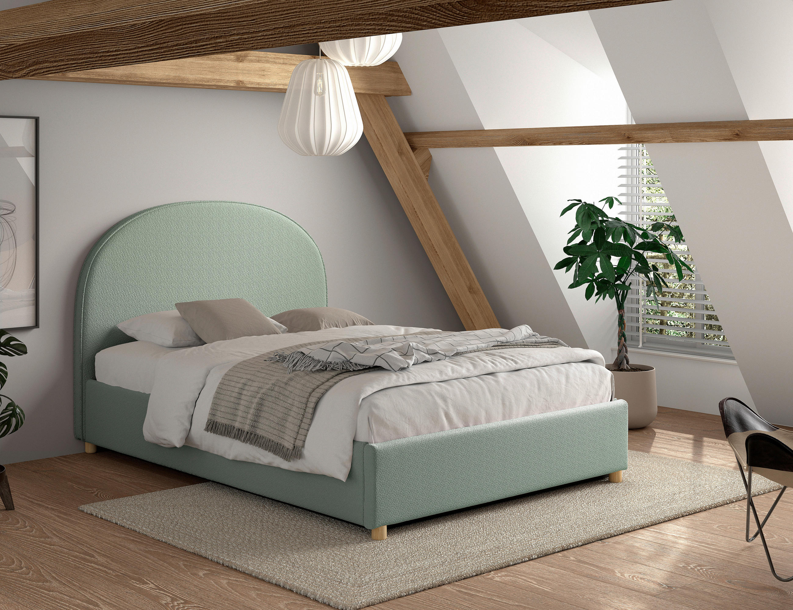KINDER-/JUNIORBETT - Naturfarben/Grün, ROMANTIK / LANDHAUS, Holz/Textil (140/200cm) - Vipack