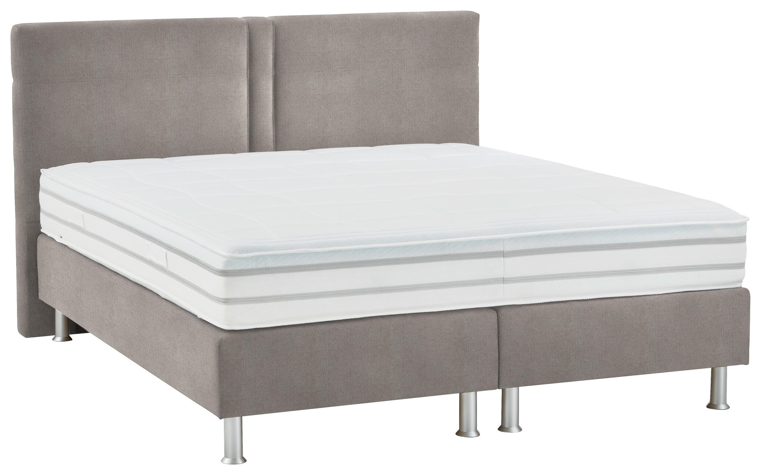 BOXSPRINGBETT 180/200 cm  in Taupe  - Taupe/Alufarben, Design, Kunststoff/Textil (180/200cm) - Beldomo - Sleep